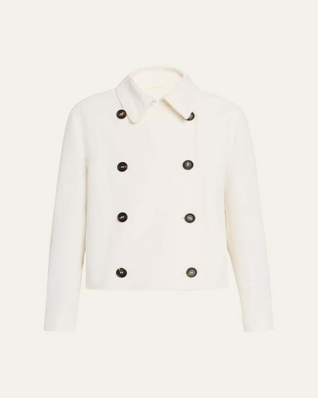 Cotton Calvary Twill Double-Breasted Pea Jacket